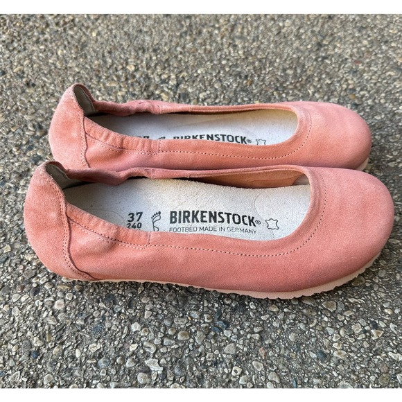 Birkenstock Coral Suede Ballet Shoes Slip On Flats Round Toe Birks Size 37 6 6.5 - Picture 3 of 10